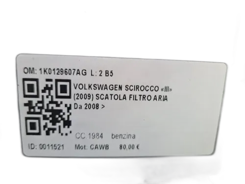 Box scatola filtro aria VOLKSWAGEN Scirocco Serie (137) (08>14)