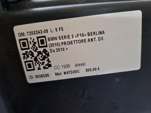 Faro anteriore Destro BMW Serie 5 F10