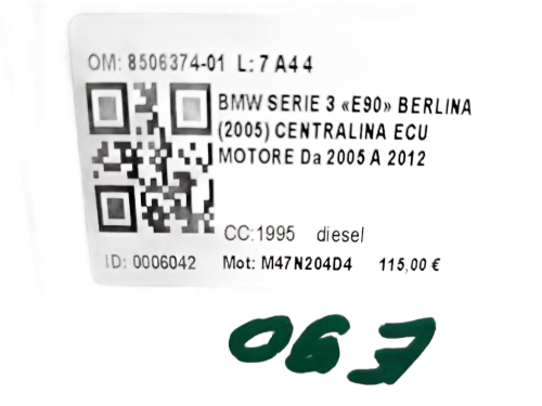 Centralina motore BMW Serie 3 E90 Berlina 2° Serie