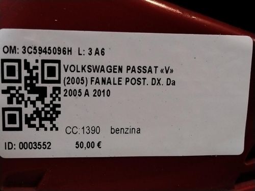 Stop fanale posteriore a LED Destro VOLKSWAGEN Passat Berlina 4° Serie
