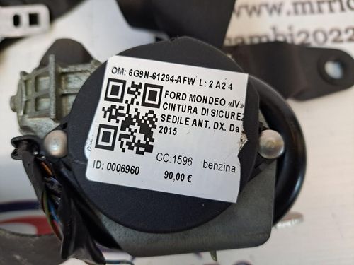 Cintura di sicurezza anteriore destra FORD Mondeo Berlina 6° Serie
