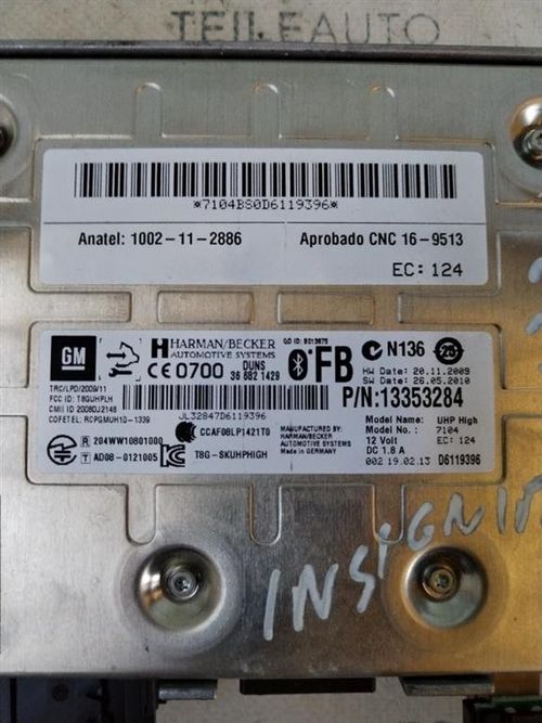 Centralina bluetooth telefono OPEL Insignia Berlina