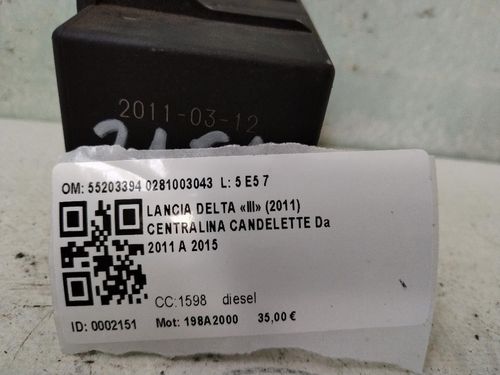 Centralina candelette LANCIA Delta 3° Serie