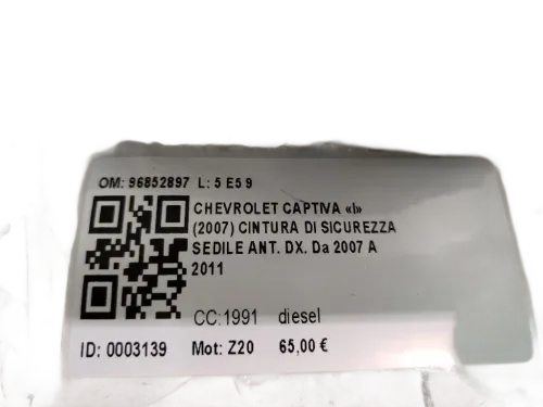 Cintura di sicurezza anteriore destra CHEVROLET Captiva 1° Serie