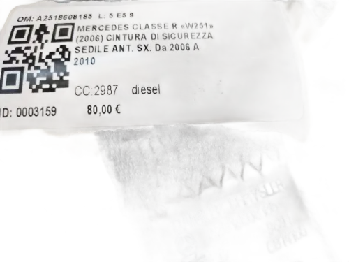 Cintura di sicurezza anteriore sinistra MERCEDES Classe R W251