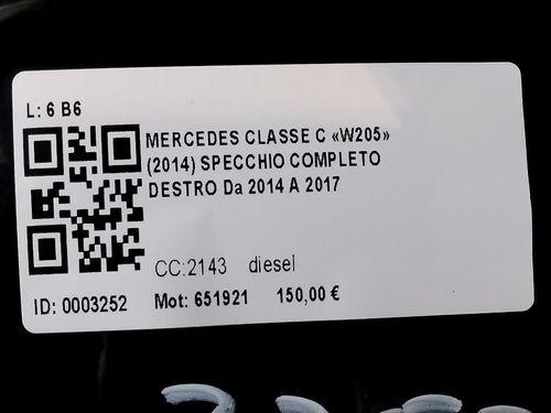 Specchietto Retrovisore Destro MERCEDES Classe C S. Wagon W205 