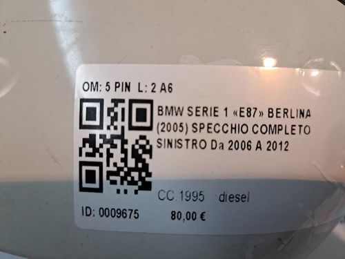 Specchietto Retrovisore Sinistro BMW Serie 1 Serie (E87) (04>07)