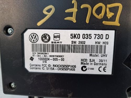 Centralina bluetooth telefono VOLKSWAGEN Golf 6 Berlina (08>12)