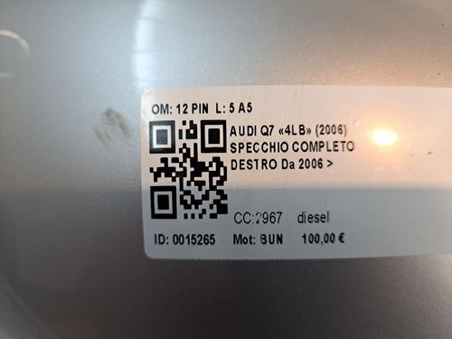 Specchietto Retrovisore Destro AUDI Q7 Serie (4LB) (05>15)
