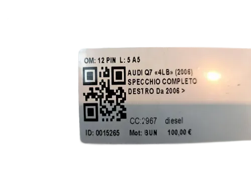 Specchietto Retrovisore Destro AUDI Q7 Serie (4LB) (05>15)