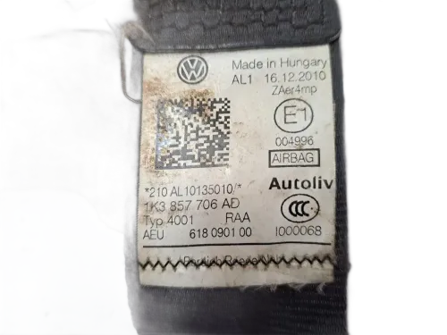 Cintura di sicurezza anteriore destra VOLKSWAGEN Golf 6 Berlina (08>12)