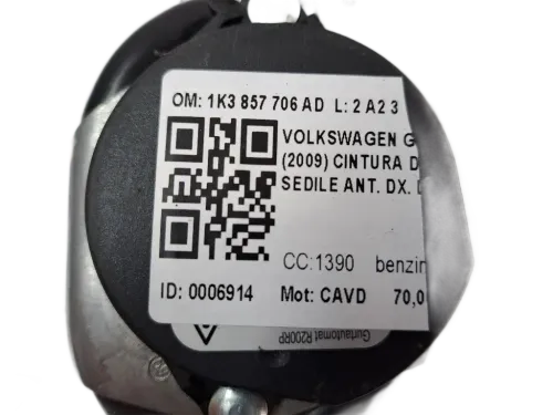 Cintura di sicurezza anteriore destra VOLKSWAGEN Golf 6 Berlina (08>12)