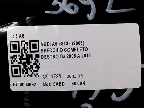 Specchietto Retrovisore Destro AUDI A5 Berlina Serie (8T3) (07>)