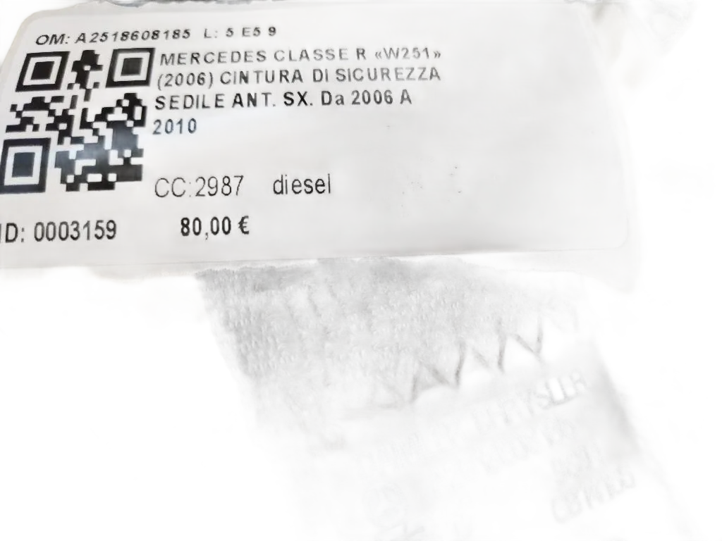 Cintura di sicurezza anteriore sinistra MERCEDES Classe R W251