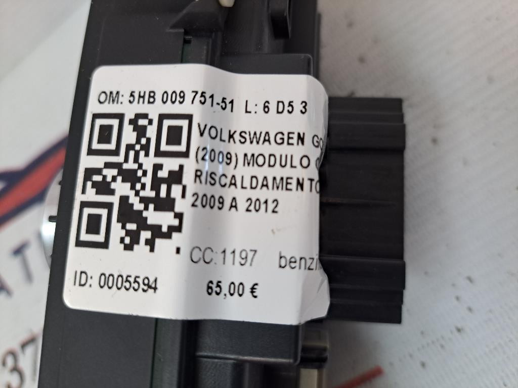 Comandi Clima VOLKSWAGEN Golf 6 Berlina (08>12)