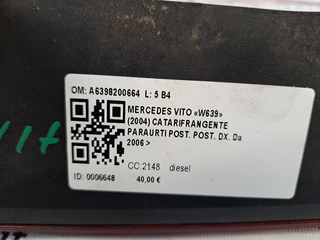 Stop fanale posteriore Destro Passeggero MERCEDES Vito W639 2° Serie