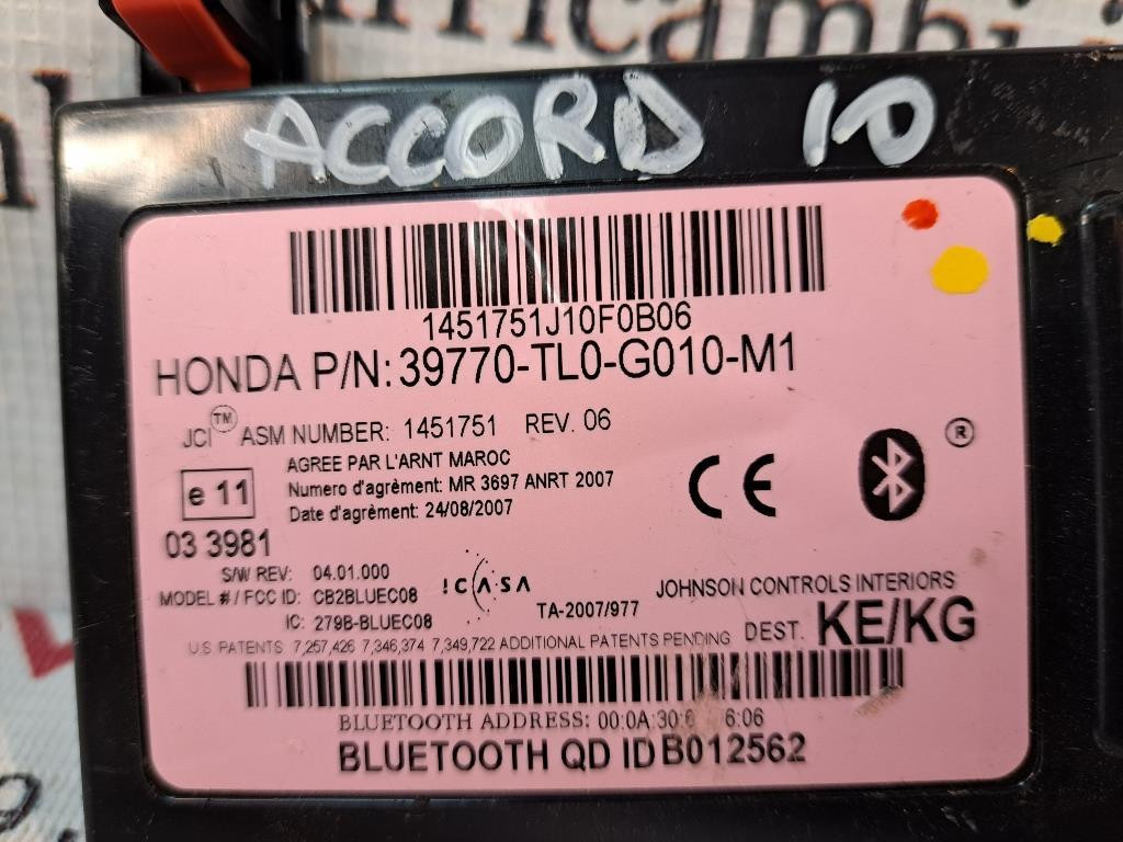 Centralina bluetooth telefono HONDA Accord Berlina 8° Serie