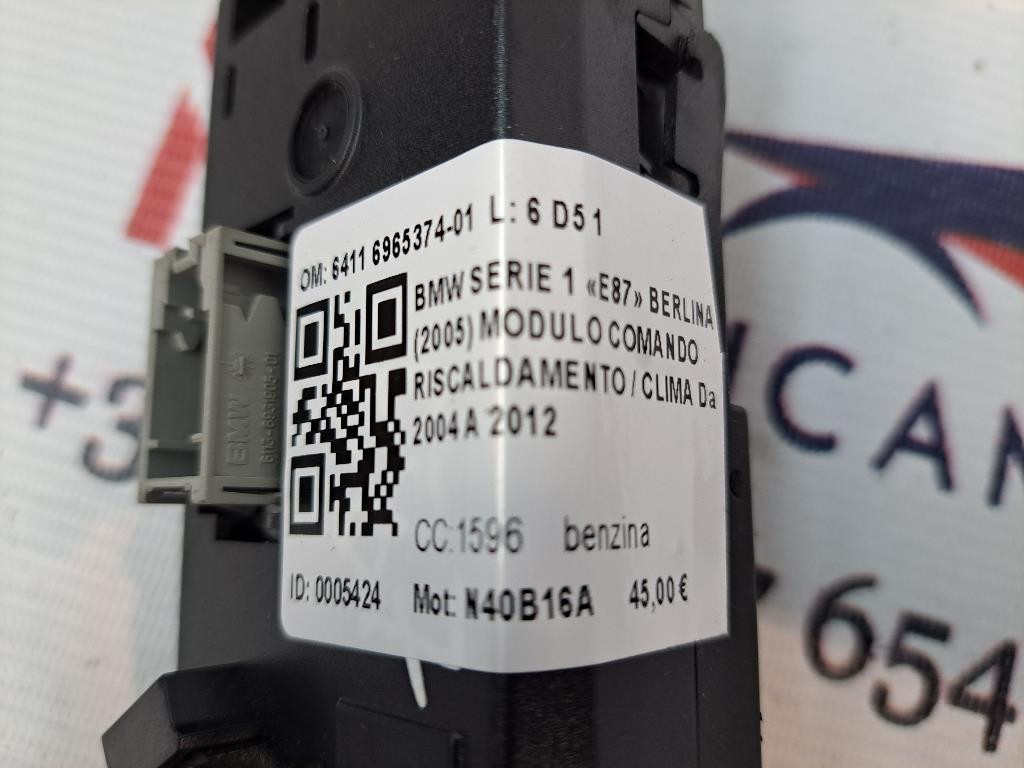 Comandi Clima BMW Serie 1 Serie (E87) (07>)