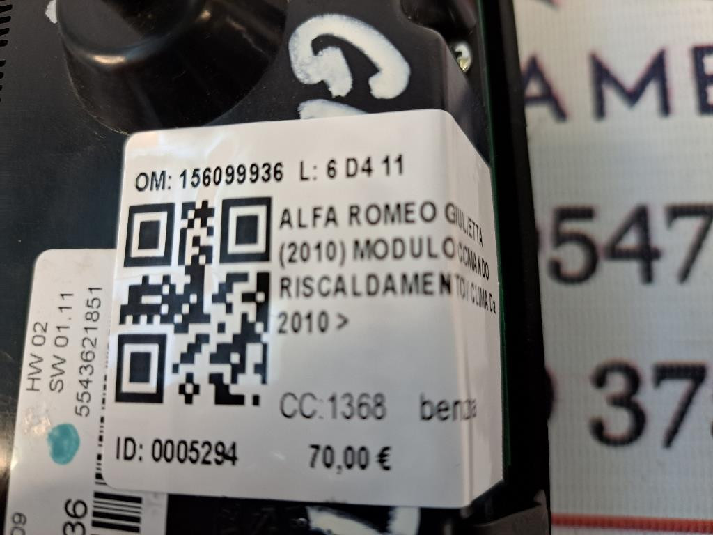 Comandi Clima ALFA ROMEO Giulietta Serie (940_) (10>13)
