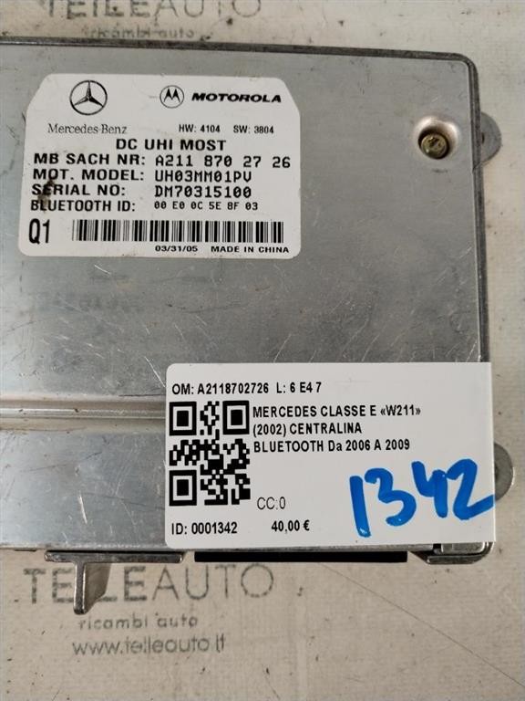 Centralina bluetooth telefono MERCEDES Classe E Berlina W211 (02>07)