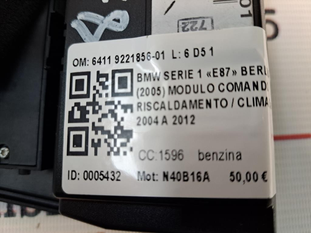 Comandi Clima BMW Serie 1 Serie (E87) (07>)