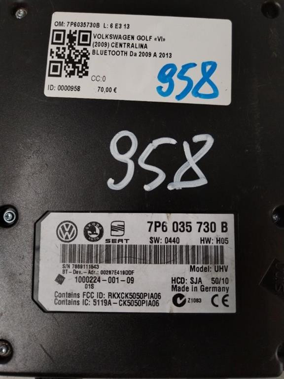 Centralina bluetooth telefono VOLKSWAGEN Golf 6 Berlina (08>12)