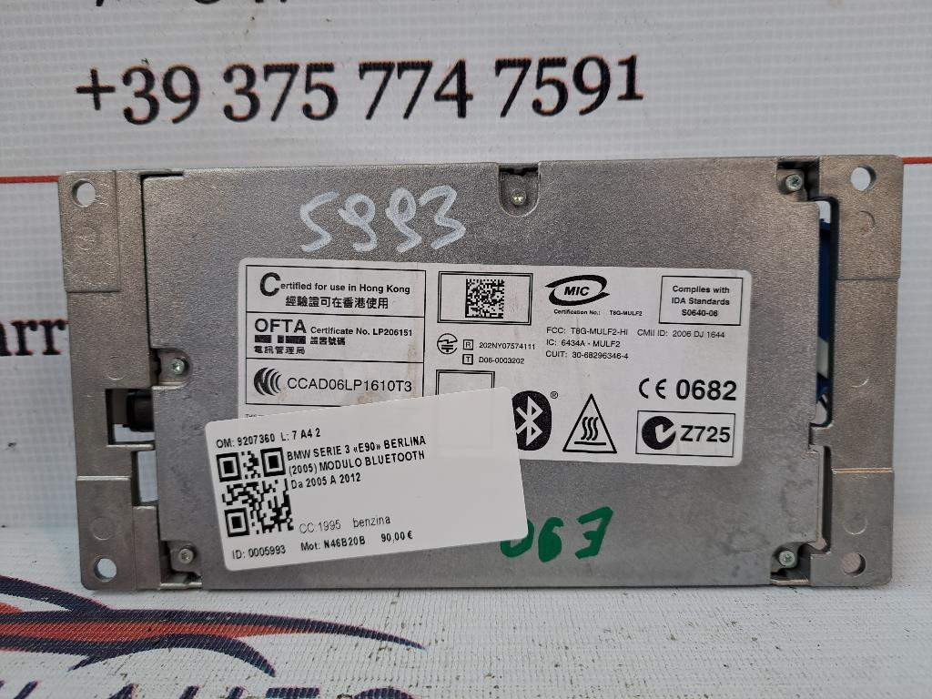 Centralina bluetooth telefono BMW Serie 3 E90 Berlina 2° Serie